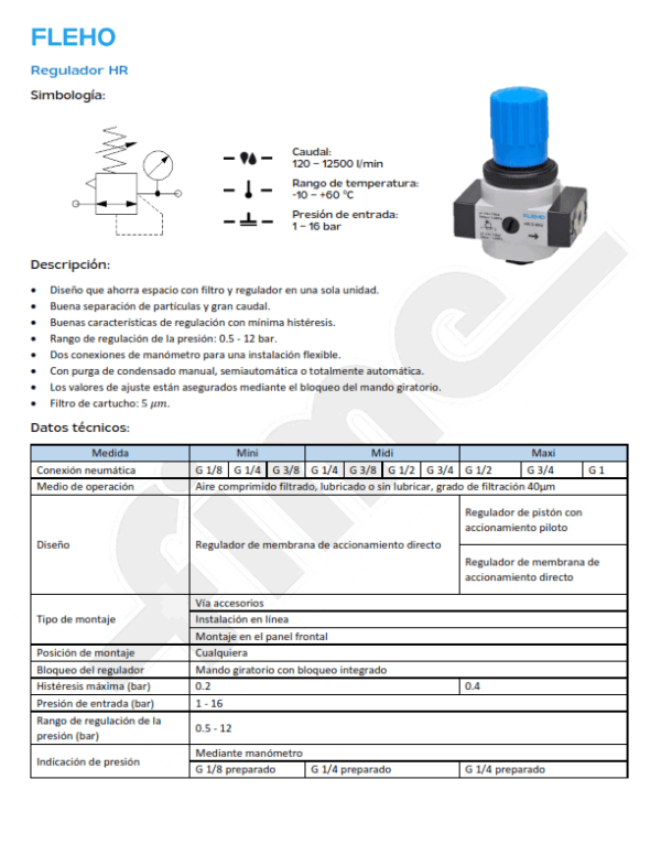 Regulador HR G1/4 - G1 FLEHO - Imagen 4